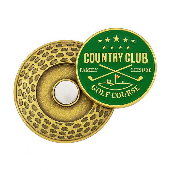 antique gold plated enamel golf ball marker coin