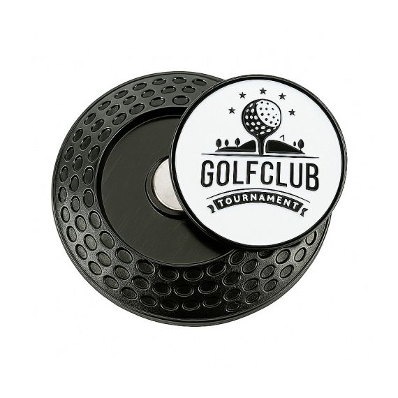 black plated iron metal enamel golf marker magnetic coin
