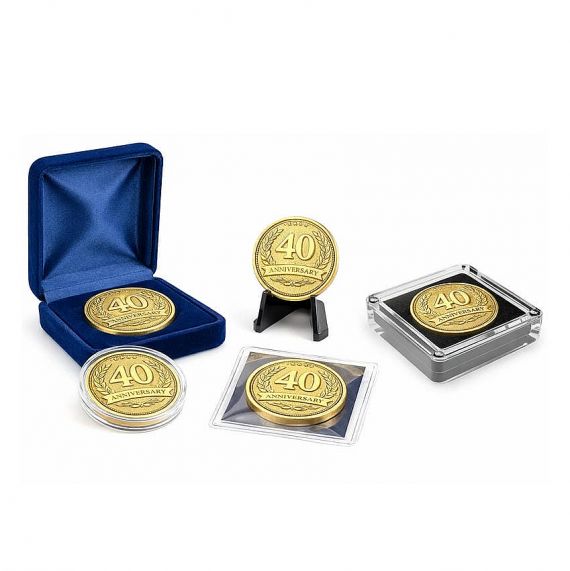 Metal commemorative coin packaging display with velvet box, plastic cases and holders