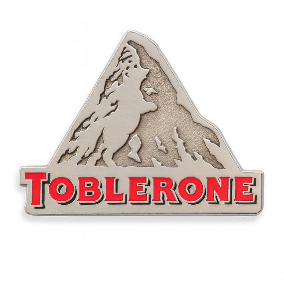 Custom Toblerone mountain logo silver metal lapel pin
