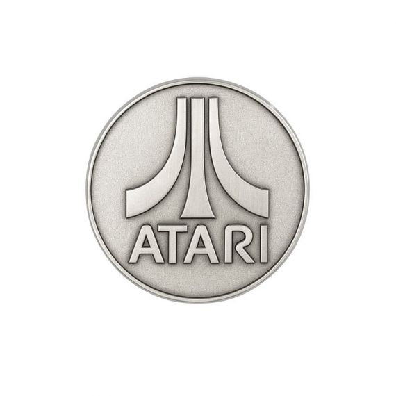 Custom Atari style metal logo pin with vintage feel