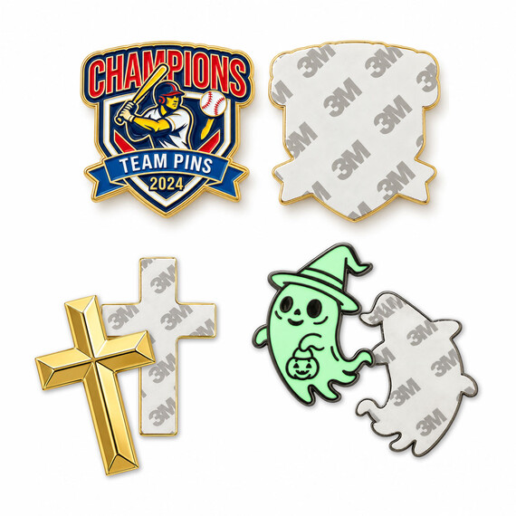 Adhesive Metal Badges with Glow-in-the-Dark Enamel