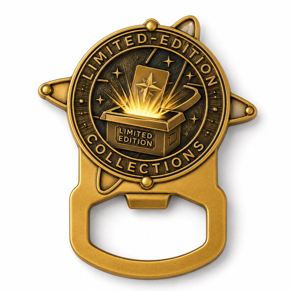 Metal-only commemorative opener with raised relief details.