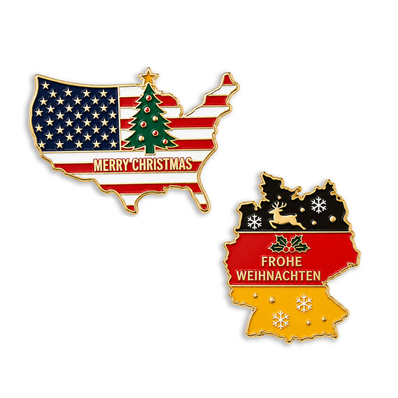 Christmas-Themed Enamel Pins with Festive Designs