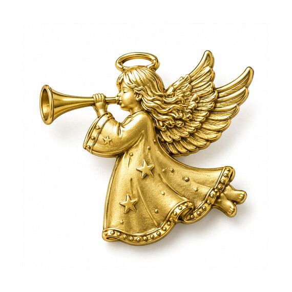 Gold Plated 3D Christmas angel lapel pin