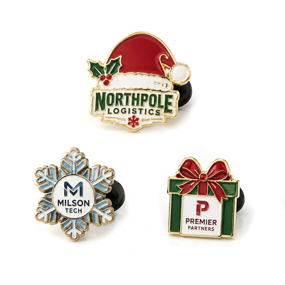Custom Logo Christmas Pins for Corporate Gifts