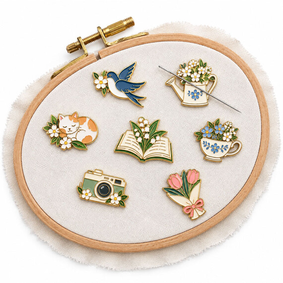 Custom Magnetic Needle Minder Metal Enamel Needle Holder for Cross Stitch Embroidery Sewing Crafts Wholesale Manufacturer