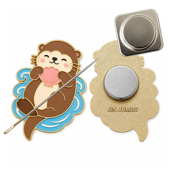 Custom Magnetic Needle Minders - Custom magnetic needle minder with cute otter soft enamel design wholesale