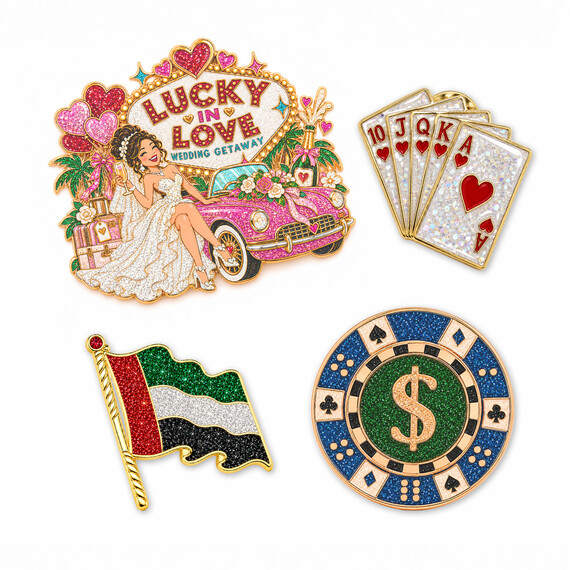 Glitter Enamel Pin Badges