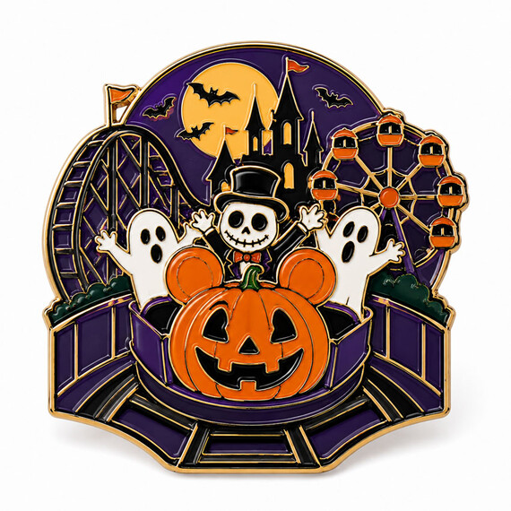 Spilla personalizzata in lega di zinco smaltata morbida a tema Halloween per parco divertimenti