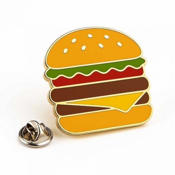 custom imitation hard enamel hamburger lapel pin