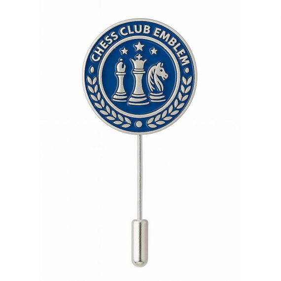 Custom Round Blue Hard Enamel Tennis Club Best Courts for All Ages Crown Shield Laurel Wreath Personalized Stick Pin in 925 Sterling Silver