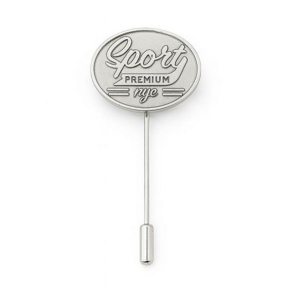 Custom Round Blue Hard Enamel Chess Club Emblem Stick Pin Featuring King Queen and Knight Pieces with Laurel Wreath Border in 925 Sterling Silver