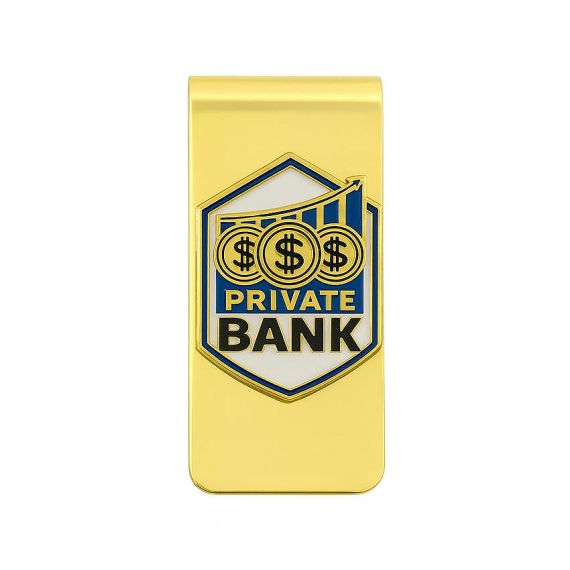 Personalized Gold Metal Money Clip with Custom Enamel Emblem