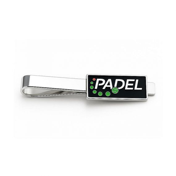 Professional Custom Logo Silver Tie Bar with Padel Sport Theme and Multi-Color Soft Enamel Inlay