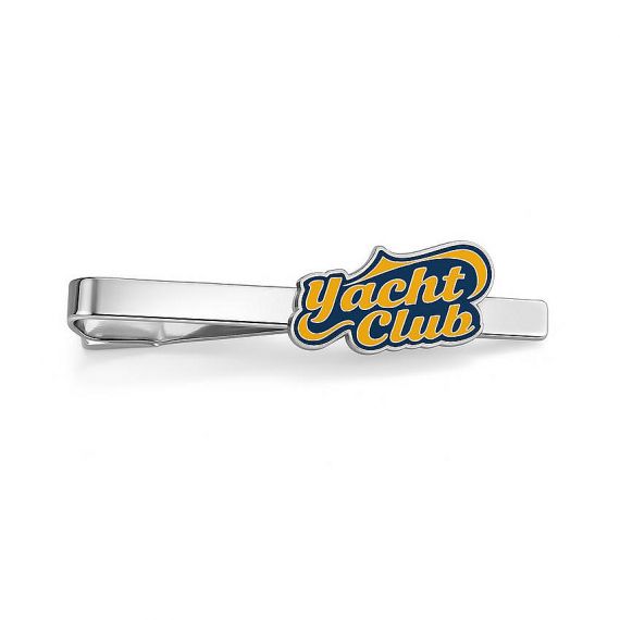 Premium Customized Silver Tie Bar with Die-Cut Yacht Club Logo and Vibrant Enamel Coloring