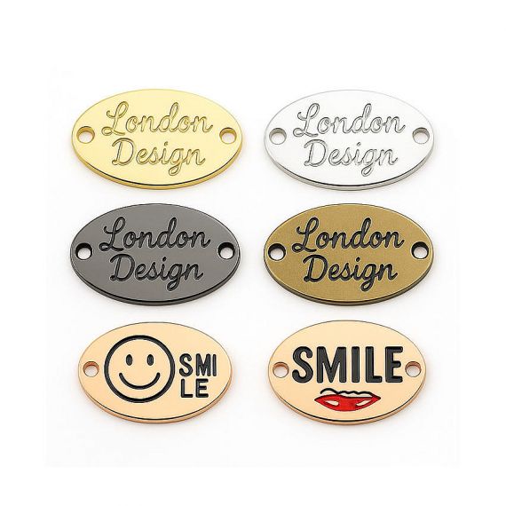 wholesale custom debossed enamel metal ovel label tags