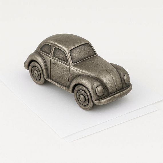 Custom Antique Pewter Beetle Car Paperweight with 3D Die-Cast Detailed Zinc Alloy