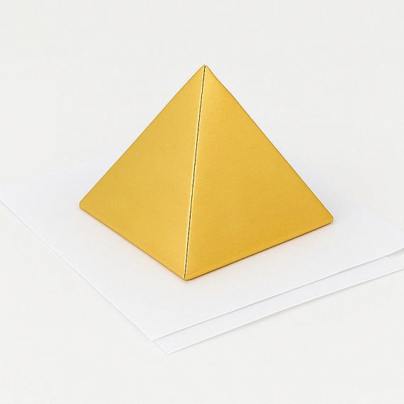 Custom 3D Pyramid Metal Paperweight with Brushed Satin Gold Finish for Executive Gifts