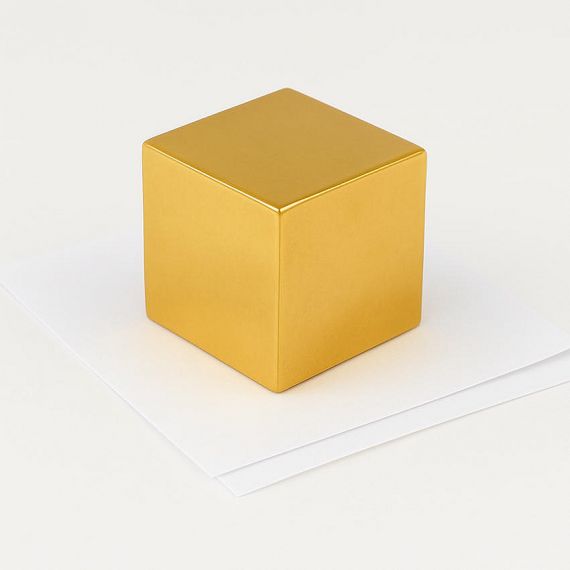 Bespoke Minimalist Cube Metal Paperweight with Matte Gold Texture for Desk Branding