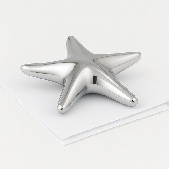 Custom Silver Plated Starfish Paperweight with High-Gloss Polish for Nautical Decor