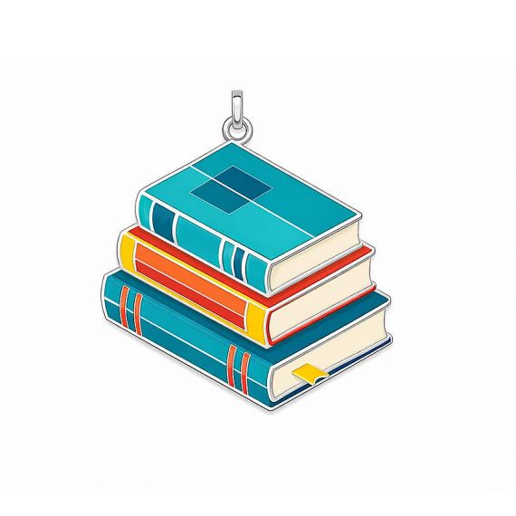 Custom 3D Stacked Books Charm with Colorful Enamel Detailing for Educational and Library Gifts