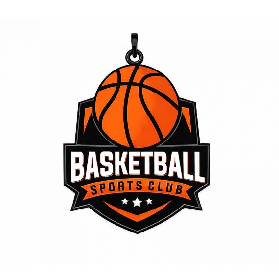 Professional Basketball Sports Club Shield Pendant with Custom Logo and Black Nickel Plating