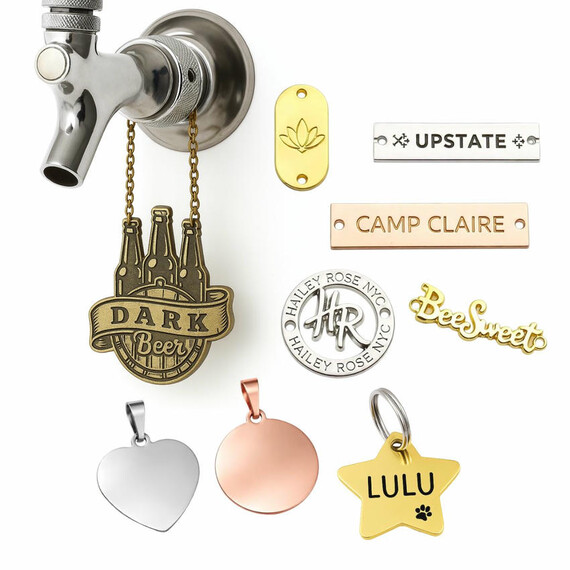 Metal Tags & Labels - Custom metal nameplates, tags & labels for branding; wholesale metal labeling solutions from Vietnam, 100pcs MOQ.