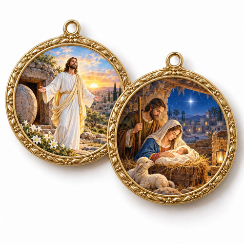 Full-Color UV Printed Biblical Scene Medals