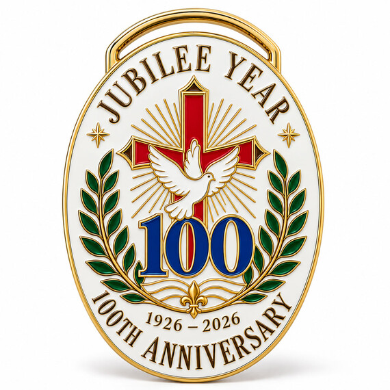Custom Jubilee Religious Medal with Hard Enamel and Gold Plating