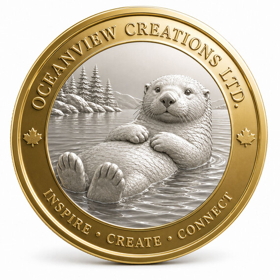 Custom souvenir coin with dual gold and silver plating featuring a detailed sea otter wildlife design