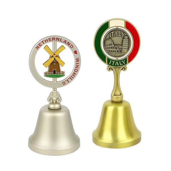 Custom Souvenir Hand Bells - Travel Gifts Custom Design Silver & Gold Souvenir Hand Bells for Tourists