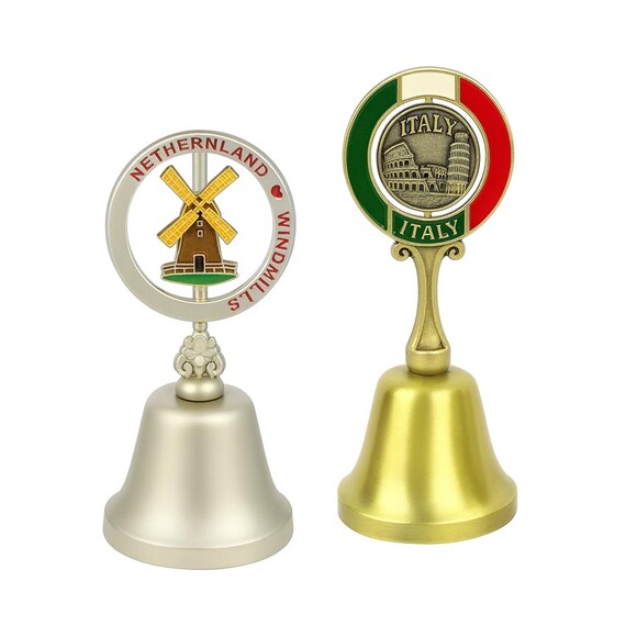 Custom Souvenir Hand Bells - Travel Gifts Custom Design Silver & Gold Souvenir Hand Bells for Tourists