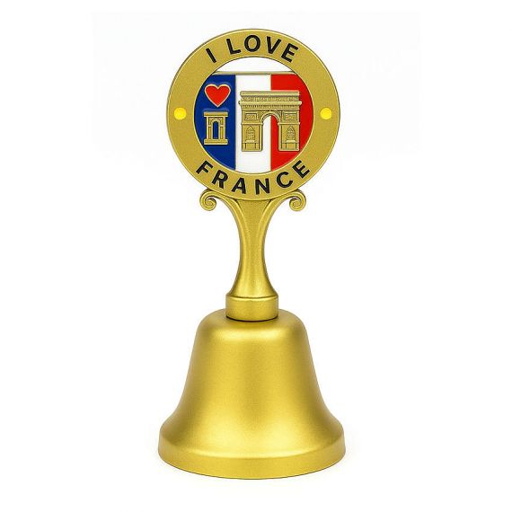 Premium Custom Metal Table Hand Bell with I Love France Logo