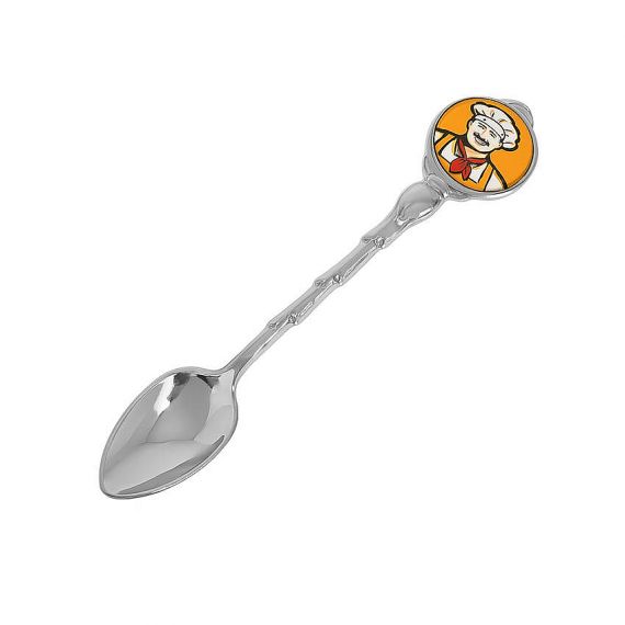 Custom printed chef logo souvenir spoon with durable metal construction, ideal for culinary schools and restaurant anniversary gifts.