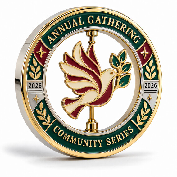 Custom spinning challenge coin with bird-shaped rotating center for events and recognition