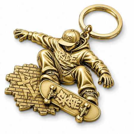 3D zinc alloy keychain showing metal-only