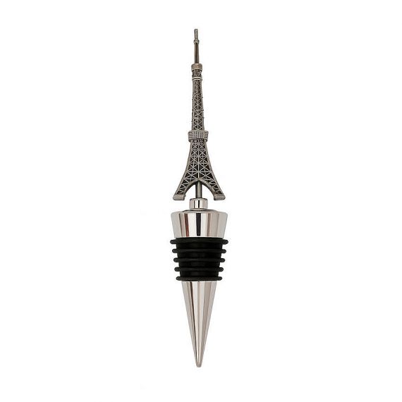 3D Eiffel Tower Paris Souvenir Wine Stopper Silver Plated Metal Architectural Bottle Plug
