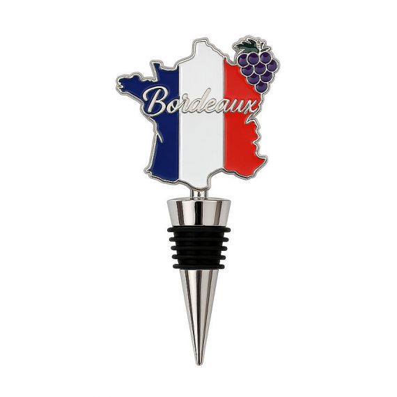 Custom France Bordeaux Map Wine Stopper Metal Zinc Alloy Bottle Plug Souvenir Gift