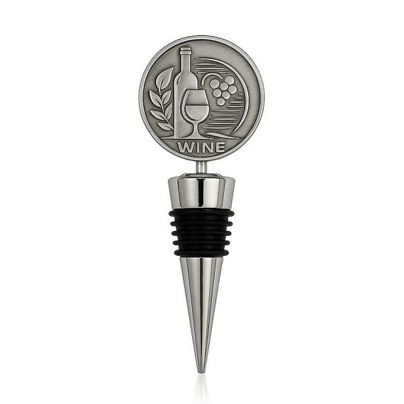 Embossed Round Metal Wine Stopper Antique Silver Finish Wine Accessories Souvenir
