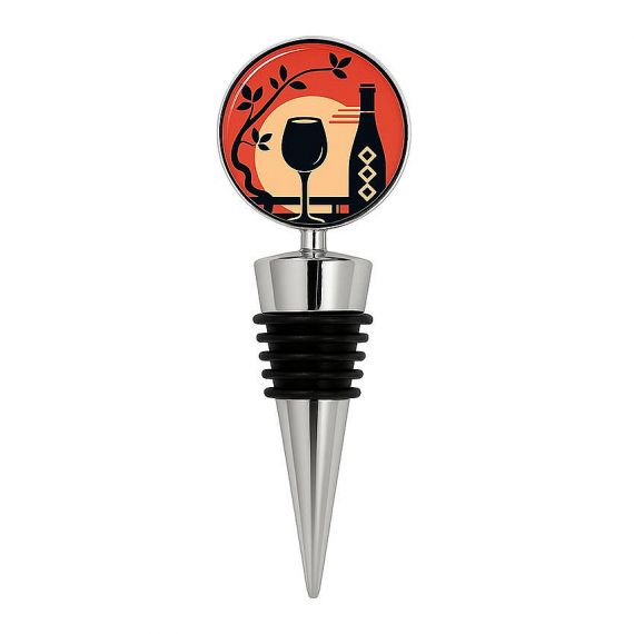 Creative Sunset Vineyard Design Wine Stopper Round Metal Colorful Enamel Wine Cork Replacement