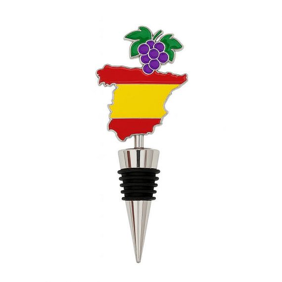 Spain Map Flag Design Wine Stopper with Grapes Metal Souvenir Bottle Plug for Barware
