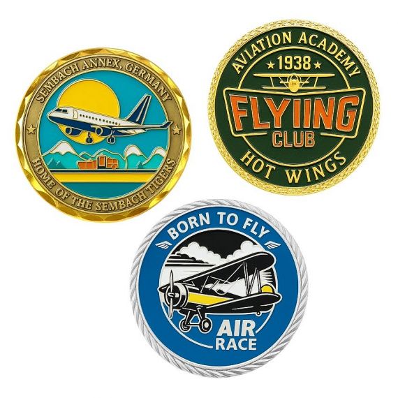 Challenge Coin Edge Options - custom aviation themed challenge coins with decorative cut edge borders