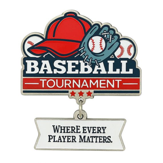 Custom baseball tournament printed dangling lapel pin