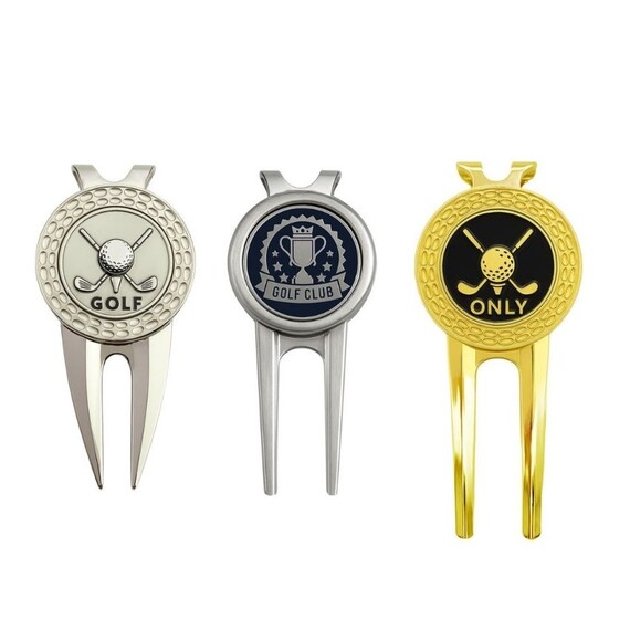 Golf Divot Tools with Ball Markers - Custom metal golf divot tools with magnetic ball markers