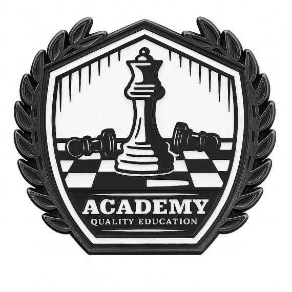 Academy chess emblem pin symbolizing strategy and education