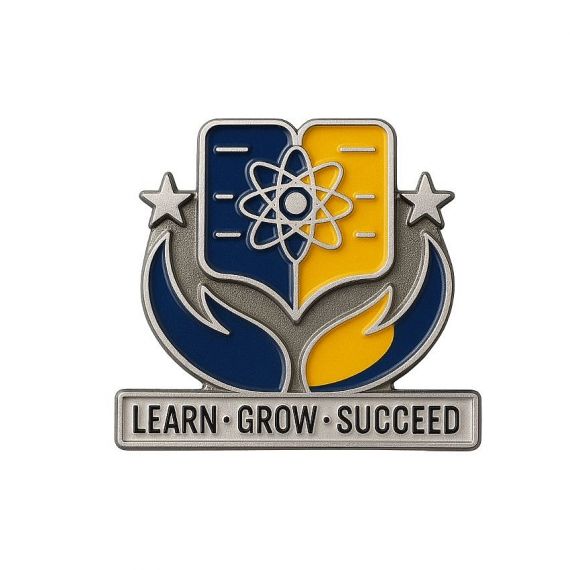 University emblem enamel pin with classic academic design