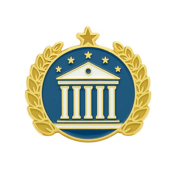 Custom academic gold-plated enamel pin with laurel wreath