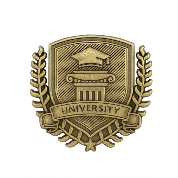 Custom antique gold university shield metal lapel pin