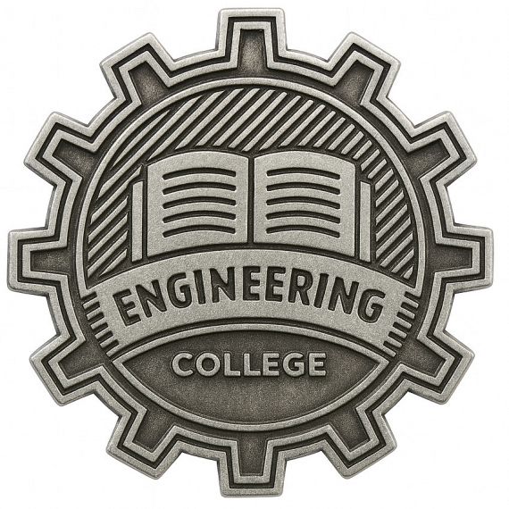 Engineering college gear-shaped metal emblem lapel pin